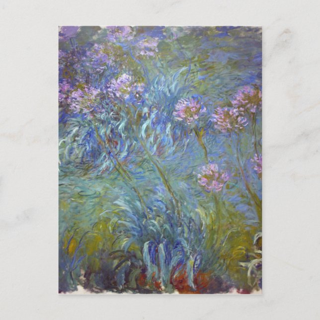 Claude Monet - Agapanthus Classic Flowers Painting Postcard (Front)