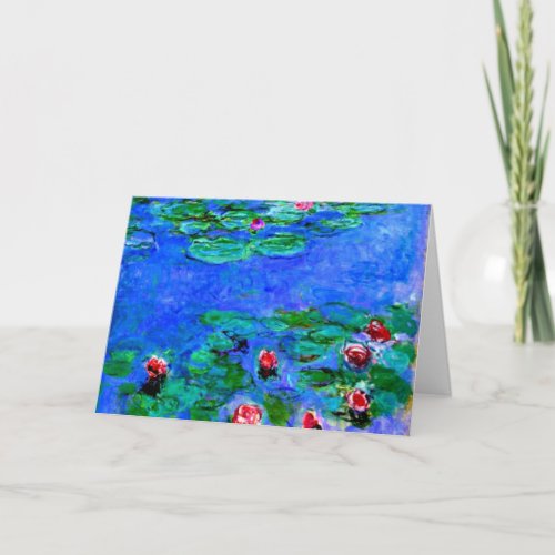 Claude Monet art Water Lilies red  Card