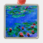 Claude Monet art: Water Lilies (red)  Metal Ornament