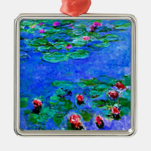 Claude Monet art: Water Lilies (red)  Metal Ornament