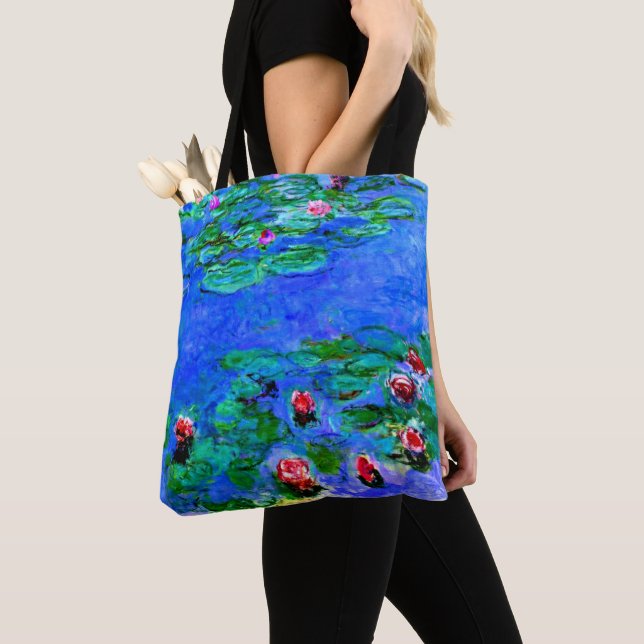 Claude Monet art: Water Lilies (red),  Tote Bag (Close Up)
