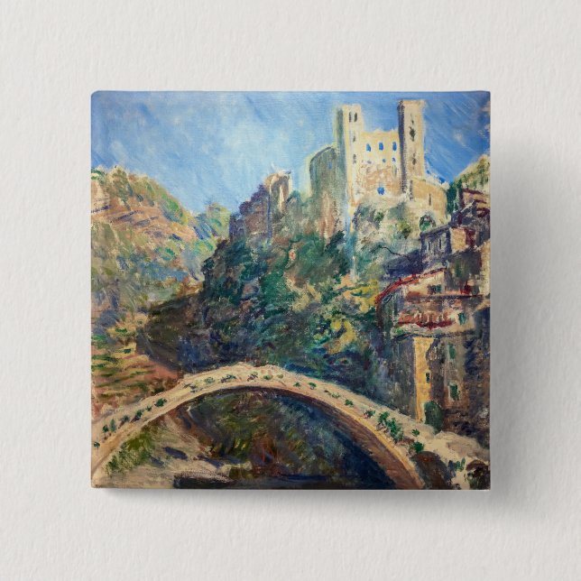 Claude Monet artwork - The Castle of Dolceacqua Button (Front)