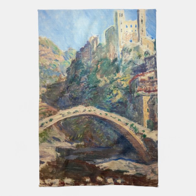 Claude Monet artwork - The Castle of Dolceacqua Kitchen Towel (Vertical)