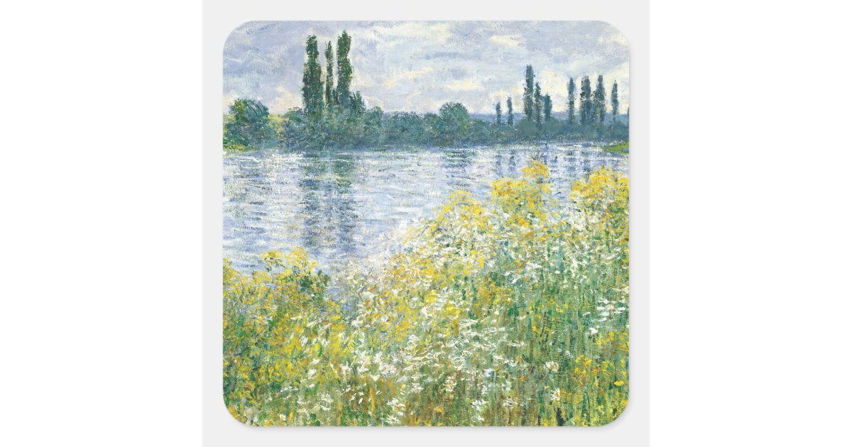 Claude Monet | Banks of the Seine, Vetheuil, 1880 Square Sticker | Zazzle