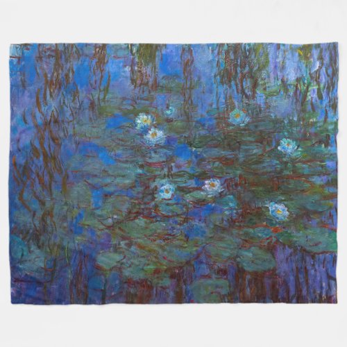 Claude Monet _ Blue Water Lilies Fleece Blanket