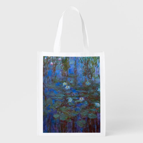 Claude Monet _ Blue Water Lilies Grocery Bag
