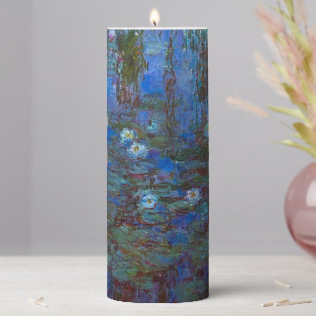 Claude Monet - Blue Water Lilies Pillar Candle (In Situ)