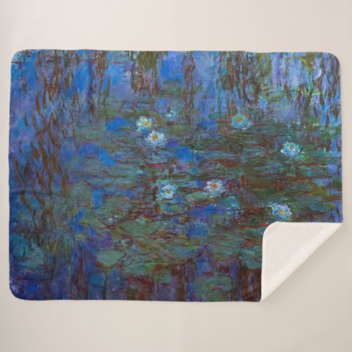 Claude Monet _ Blue Water Lilies Sherpa Blanket