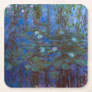 Claude Monet - Blue Water Lilies Square Paper Coaster