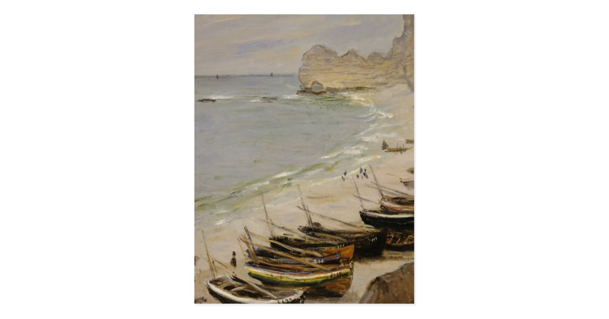 Claude Monet Boat On The Beach At Etretat Postcard Zazzle Com
