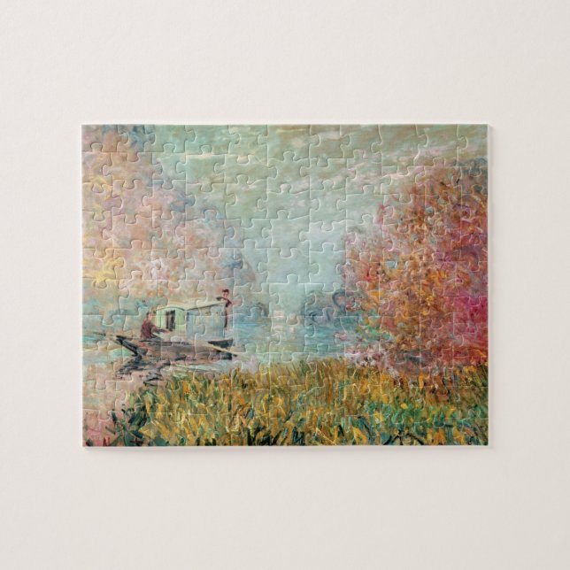 Claude Monet |  Boat Studio on the Seine Jigsaw Puzzle (Horizontal)