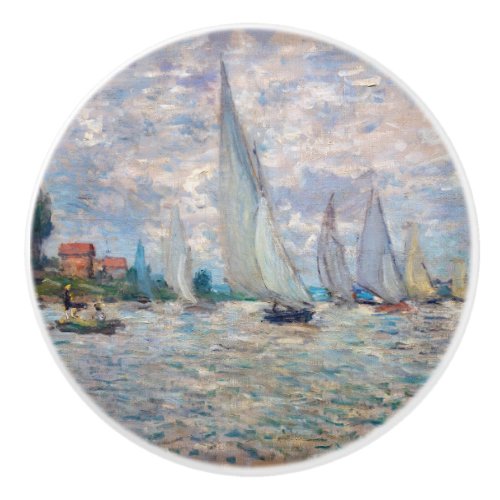 Claude Monet _ Boats Regatta at Argenteuil Ceramic Knob
