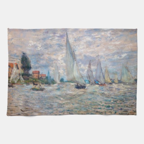 Claude Monet _ Boats Regatta at Argenteuil Kitchen Towel