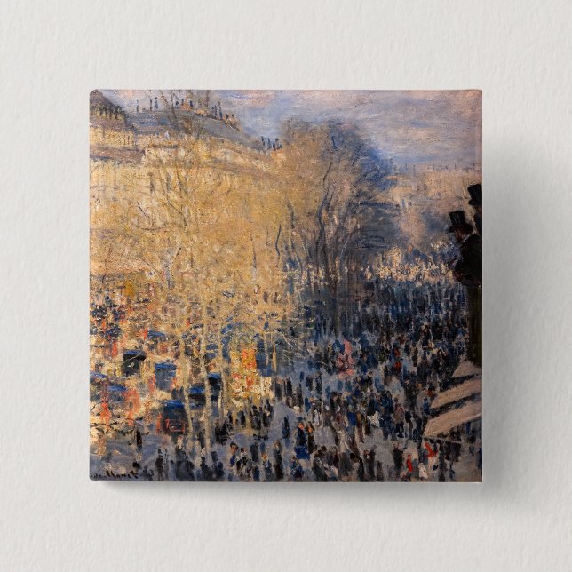 Claude Monet - Boulevard des Capucines in Paris Button (Front)