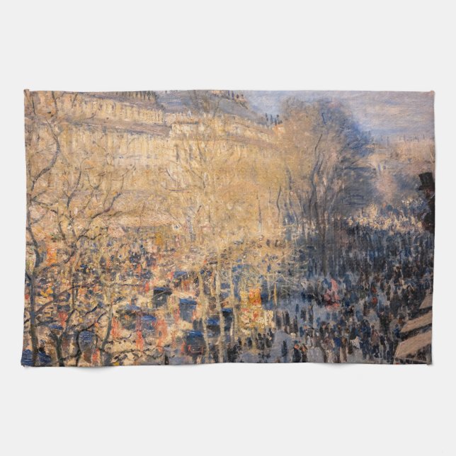 Claude Monet - Boulevard des Capucines in Paris Kitchen Towel (Horizontal)