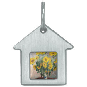 Claude Monet Bouquet of Sunflowers 1881 Art Pet ID Tag
