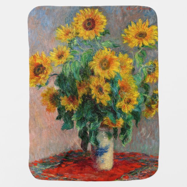 Claude Monet - Bouquet of Sunflowers Baby Blanket (Front)