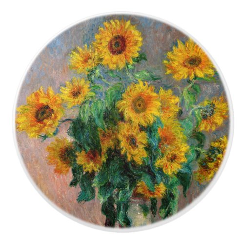 Claude Monet _ Bouquet of Sunflowers Ceramic Knob