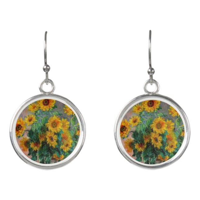 Claude Monet - Bouquet of Sunflowers Earrings (Front)