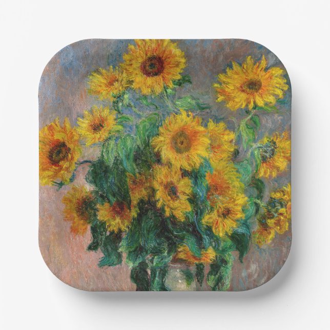 Claude Monet - Bouquet of Sunflowers Paper Plates (Front)