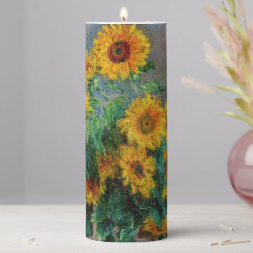 Claude Monet _ Bouquet of Sunflowers Pillar Candle