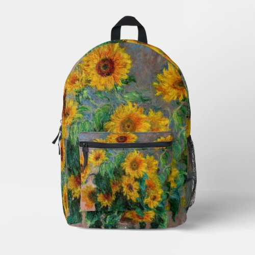 Claude Monet _ Bouquet of Sunflowers Printed Backpack