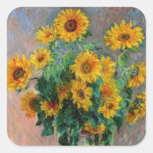Claude Monet _ Bouquet of Sunflowers Square Sticker
