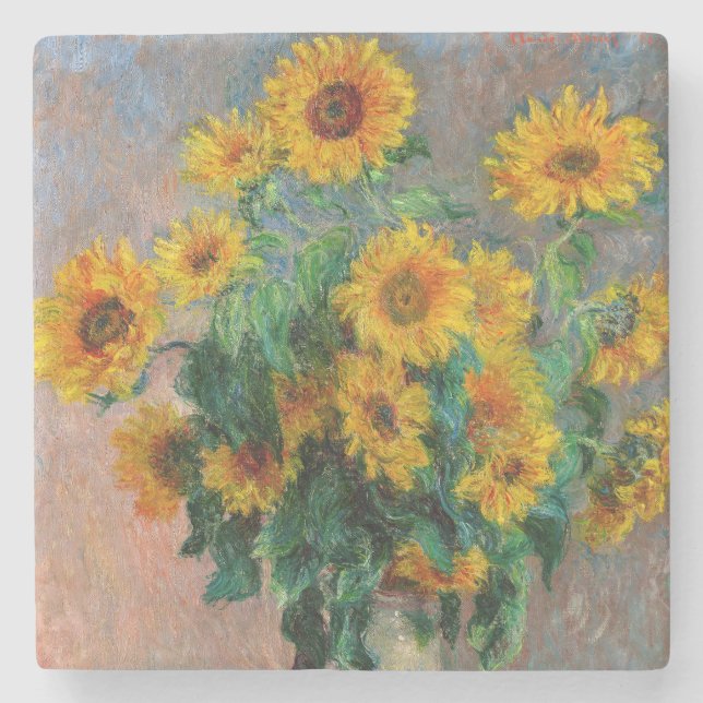 Claude Monet - Bouquet of Sunflowers Stone Coaster (Front)