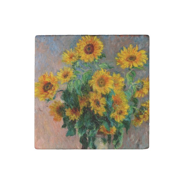 Claude Monet - Bouquet of Sunflowers Stone Magnet (Front)