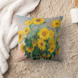 Claude Monet Bouquet of Sunflowers Throw Pillow