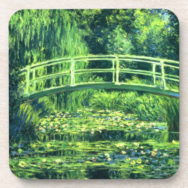 Claude Monet: Bridge Over a Pond of Water Lilies Beverage Coaster (Front)