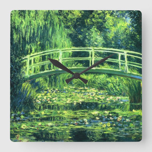 Claude Monet: Bridge Over a Pond of Water Lilies Square Wall Clock (Front)