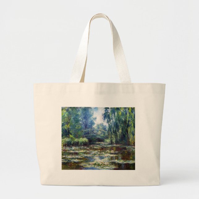 Claude Monet Bridge Over Water Lily Pond Large Tote Bag (Front)