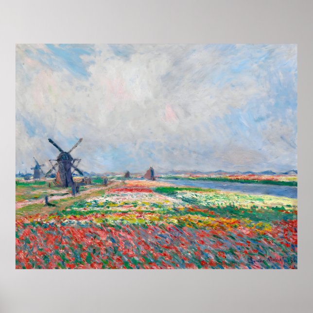 Claude Monet, Bulbfield and Windmill Near Leyden Poster (Front)