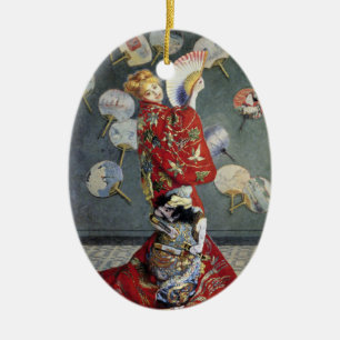 Claude Monet Camille in Red Japanese Kimono Art Ceramic Ornament