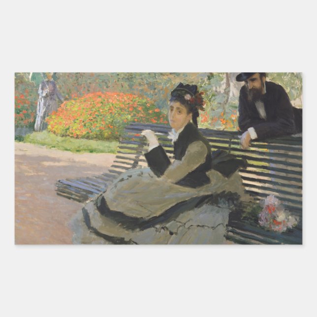 Claude Monet - Camille Monet on a Bench Rectangular Sticker (Front)