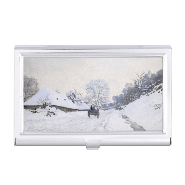 Claude Monet - Cart on the Snowy Road at Honfleur Business Card Case (Front)