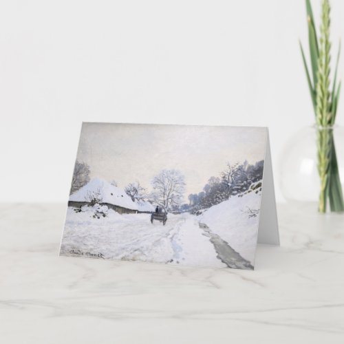 Claude Monet _ Cart on the Snowy Road at Honfleur Card
