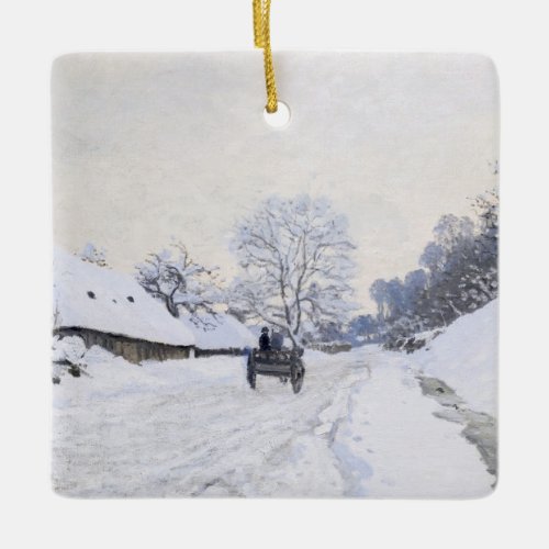 Claude Monet _ Cart on the Snowy Road at Honfleur Ceramic Ornament