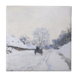 Claude Monet - Cart on the Snowy Road at Honfleur Ceramic Tile<br><div class="desc">A Cart on the Snowy Road at Honfleur / La Charrette,  route sous la neige a Honfleur - Claude Monet,  Oil on Canvas,  1867</div>
