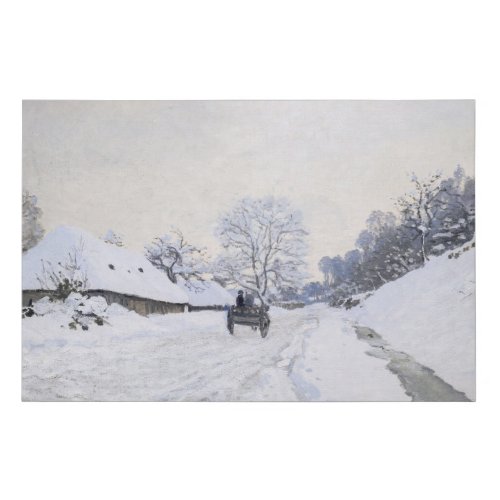 Claude Monet _ Cart on the Snowy Road at Honfleur Faux Canvas Print