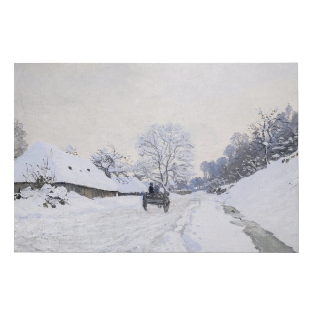 Claude Monet - Cart on the Snowy Road at Honfleur Faux Canvas Print (Front)