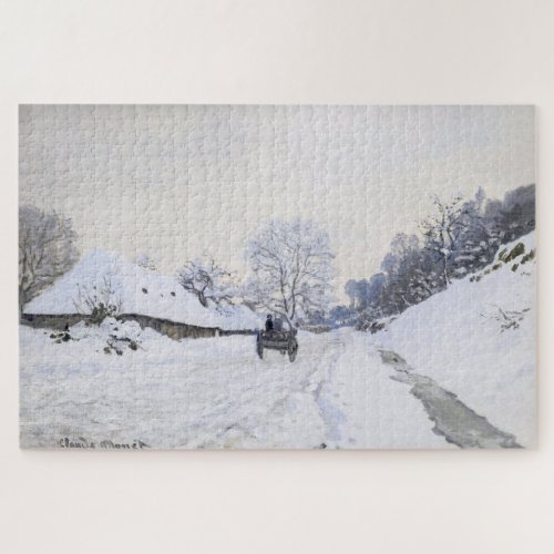 Claude Monet _ Cart on the Snowy Road at Honfleur Jigsaw Puzzle