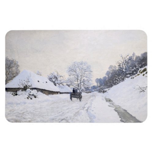 Claude Monet _ Cart on the Snowy Road at Honfleur Magnet