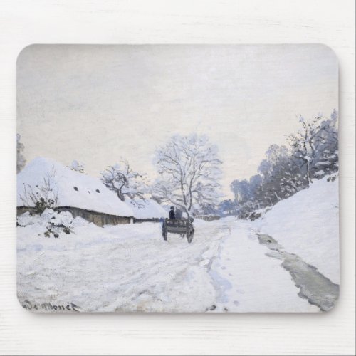 Claude Monet _ Cart on the Snowy Road at Honfleur Mouse Pad