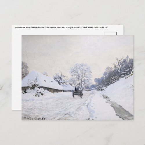 Claude Monet _ Cart on the Snowy Road at Honfleur Postcard