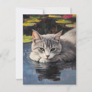 Claude Monet Cat Vintage Postcard