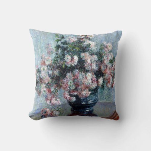 Claude Monet Chrysanthemums Throw Pillow