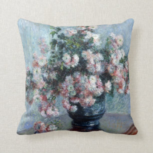 Claude Monet Chrysanthemums Throw Pillow