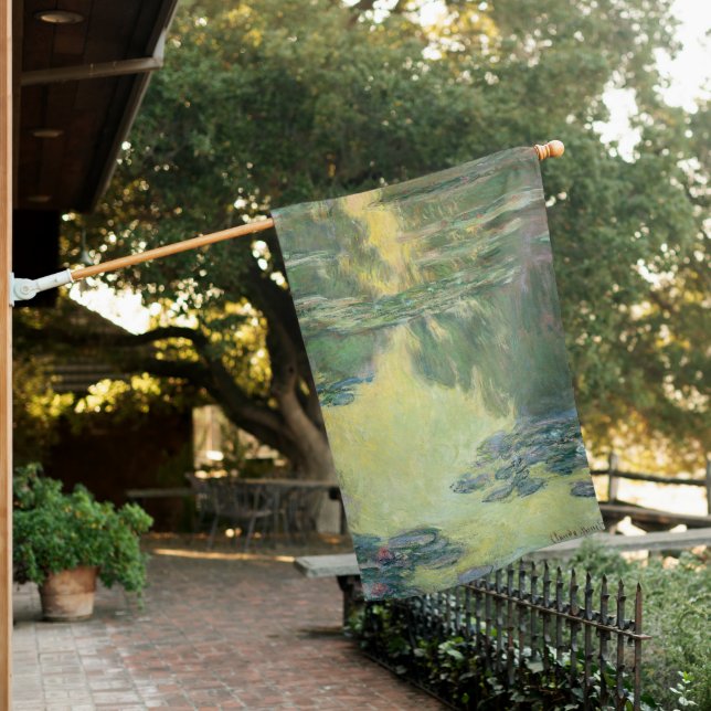 Claude Monet Classic Painting, Waterlilies (1907) House Flag (In SItu)